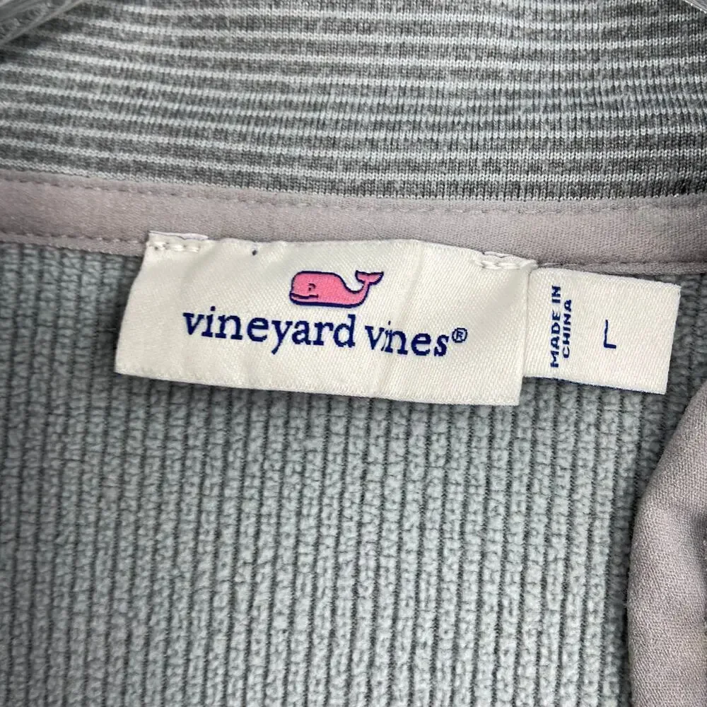 Vineyard Vines Jacket Womens Size L Gray Green Stripe Full Zip Asymmetric Zip